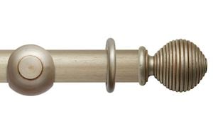 Rolls 55mm Modern Country Ribbed Ball Satin Silver Wooden Curtain Pole - Thumbnail 1