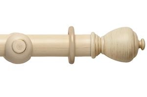 Rolls 55mm Modern Country Sugar Pot Brushed Cream Wooden Curtain Pole - Thumbnail 1