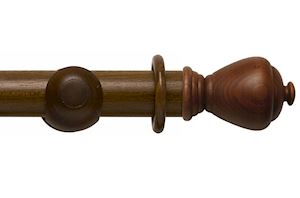 Rolls 55mm Modern Country Sugar Pot Dark Oak Wooden Curtain Pole - Thumbnail 1