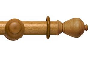 Rolls 55mm Modern Country Sugar Pot Light Oak Wooden Curtain Pole - Thumbnail 1