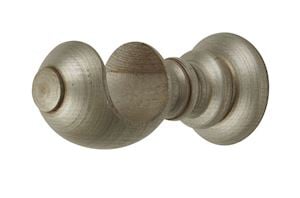 Rolls 55mm Modern Country Ribbed Ball Satin Silver Wooden Curtain Pole - Thumbnail 2