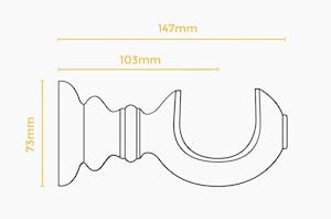 Rolls 45mm Modern Country Button Brushed Cream Wooden Curtain Pole - Thumbnail 4