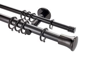 Rolls 28mm Neo Trumpet Double Curtain Pole Black Nickel
