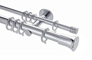 Rolls 28mm Neo Trumpet Double Curtain Pole Chrome