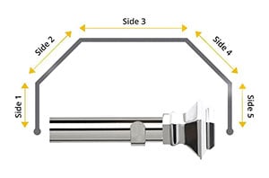 Speedy 35mm Aztec 5 Sided Bay Window Curtain Pole Chrome - Thumbnail 1