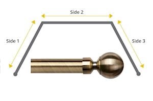 Speedy 28mm Ball 3 Sided Bay Window Curtain Pole Antique Brass