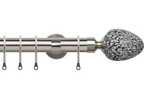 Speedy 28mm Alexia Satin Silver Metal Curtain Pole - Thumbnail 1