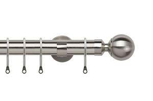 Speedy 28mm Ball Satin Silver Metal Curtain Pole - Thumbnail 1