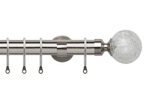 Speedy 28mm Crash Satin Silver Metal Curtain Pole - Thumbnail 1