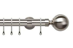 Speedy 28mm Sphere Satin Silver Metal Curtain Pole