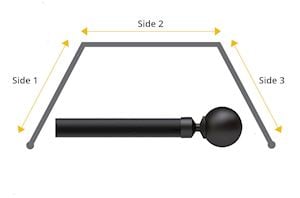 Speedy 28mm Ball 3 Sided Bay Window Curtain Pole Matt Black