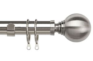 Speedy 35mm Globe Curtain Pole Satin Silver - Thumbnail 1