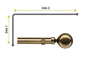 Speedy 35mm Globe 2 Sided Bay Window Curtain Pole Antique Brass - Thumbnail 1