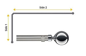 Speedy 35mm Globe 2 Sided Bay Window Curtain Pole Chrome - Thumbnail 1