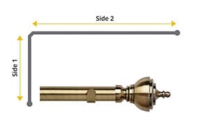 Speedy 35mm Vienna 2 Sided Bay Window Curtain Pole Antique Brass - Thumbnail 1