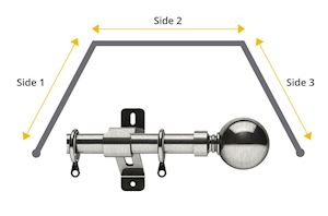 Swish 28mm Belgravia 3 Sided Bay Window Pole Satin Steel