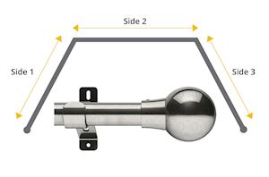 Swish 28mm Mondiale Satin Steel 3 Sided Bay Window Pole - Thumbnail 1