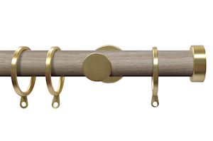 Swish Soho 28mm Chic Brushed Gold Stud Metal Curtain Pole - Thumbnail 1