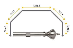 Speedy 35mm Vienna 5 Sided Bay Window Curtain Pole Chrome - Thumbnail 1