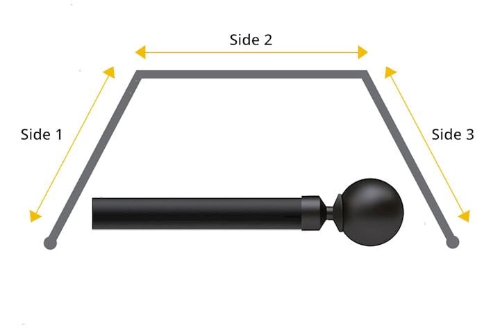 Speedy 28mm Ball 3 Sided Bay Window Curtain Pole Matt Black