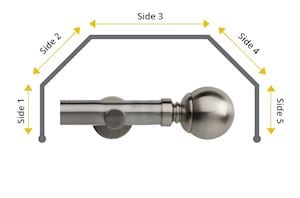 Rolls 28mm Neo Ball 5 Sided Bay Window Curtain Pole Stainless Steel - Thumbnail 1