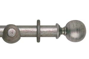 Rolls 45mm Museum Plain Ball Wooden Curtain Pole Antique Silver